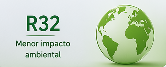 Tecnología INVERTER con refrigerante R32: máximo rendimiento y sostenibilidad El corazón del sistema es su tecnología DC Inverter, que ajusta continuamente la potencia del compresor, evitando picos de consumo y mejorando la eficiencia global. A esto se suma el uso de refrigerante R32, que ofrece un alto rendimiento térmico con menor impacto ambiental, reduciendo emisiones y mejorando la eficiencia energética del sistema.
